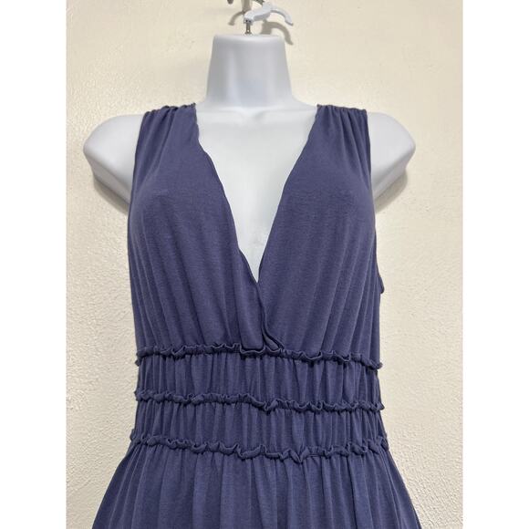 90s Y2K Max Studio Babydoll Tunic L Perrywinkle Blue Ruched Waist Going Out Top - Picture 2 of 10